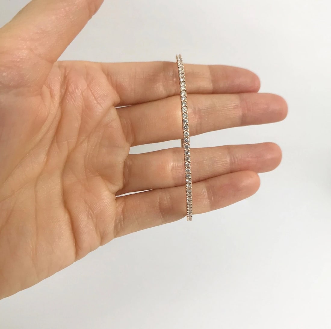 Diamond Eternity Bangle Bracelet in 14K Pink Rose Gold, 2.01 CTW, 8.33 Grams - 5