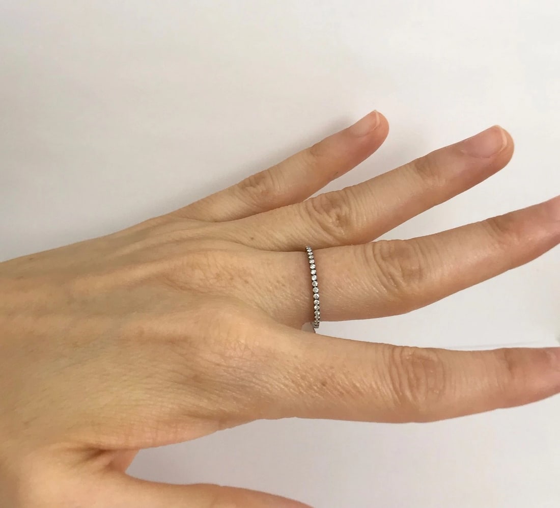 Diamond Eternity Band Ring 18K Black White Gold .40 CTW Size 5.25, 1.05 Grams - 5