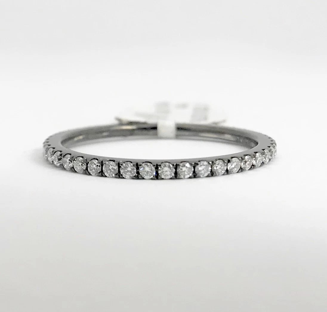 Diamond Eternity Band Ring 18K Black White Gold .40 CTW Size 5.25, 1.05 Grams - 8