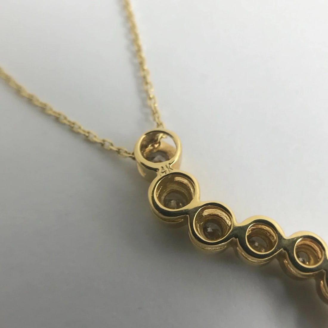 Diamond Bezel Journey Pendant Necklace 14K Yellow Gold, .80 CTW, 4.56 Grams - 10