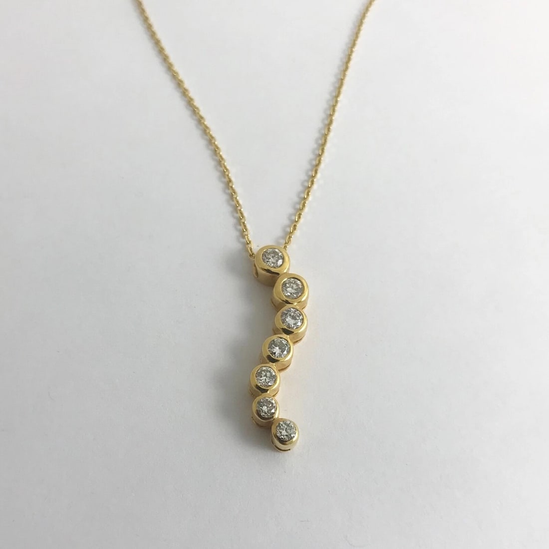Diamond Bezel Journey Pendant Necklace 14K Yellow Gold, .80 CTW, 4.56 Grams - 6