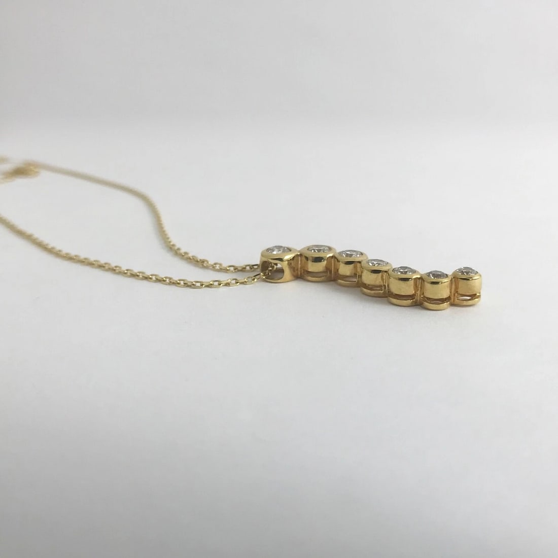 Diamond Bezel Journey Pendant Necklace 14K Yellow Gold, .80 CTW, 4.56 Grams - 8