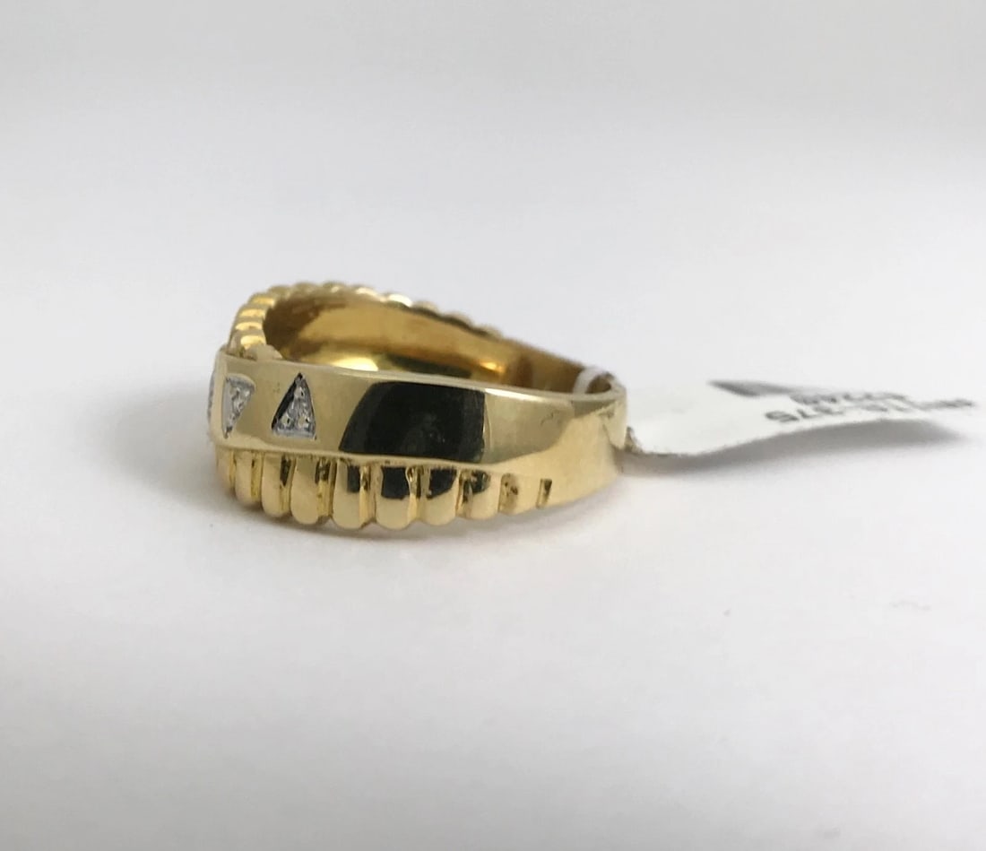 Diamond Triangle Fringe Wave Statement Ring 18K Yellow Gold, Size 7.5, 5.7 Grams - 11