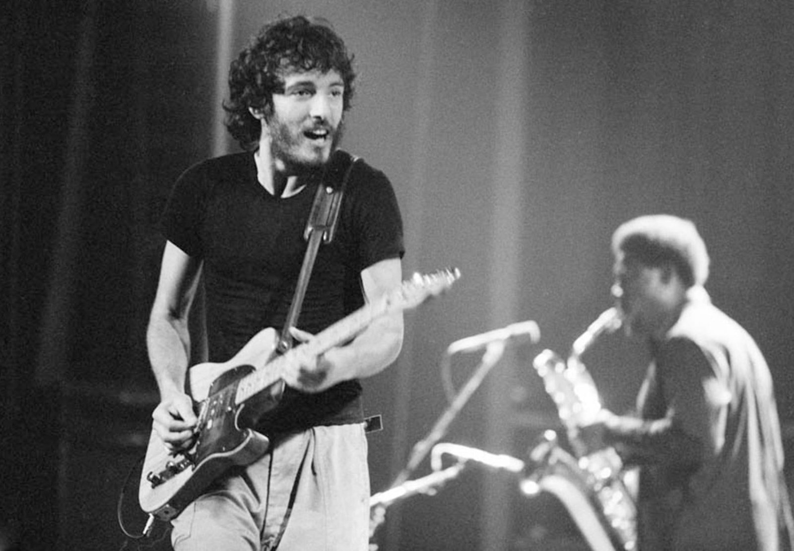 Bruce Springsteen Limited Edition: 1975 (printed later): Title: Bruce Springsteen Limited Edition: 1975 (printed later) Description: © Michael Putland Bruce Springsteen Bruce Springsteen performs on stage with Clarence Clemons of the E Street Band at