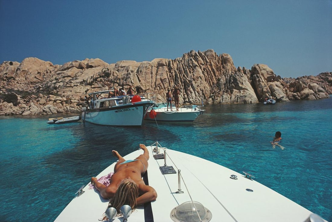 Slim Aarons Limited Estate Edition Countess On Deck: 1970 (Printed Later): Title: Slim Aarons Limited Estate Edition Countess On Deck: 1970 (Printed Later) Description: Slim Aarons Limited Estate Edition Countess on Deck Countess Gioia Gaetani-Lovatelli relaxes on deck