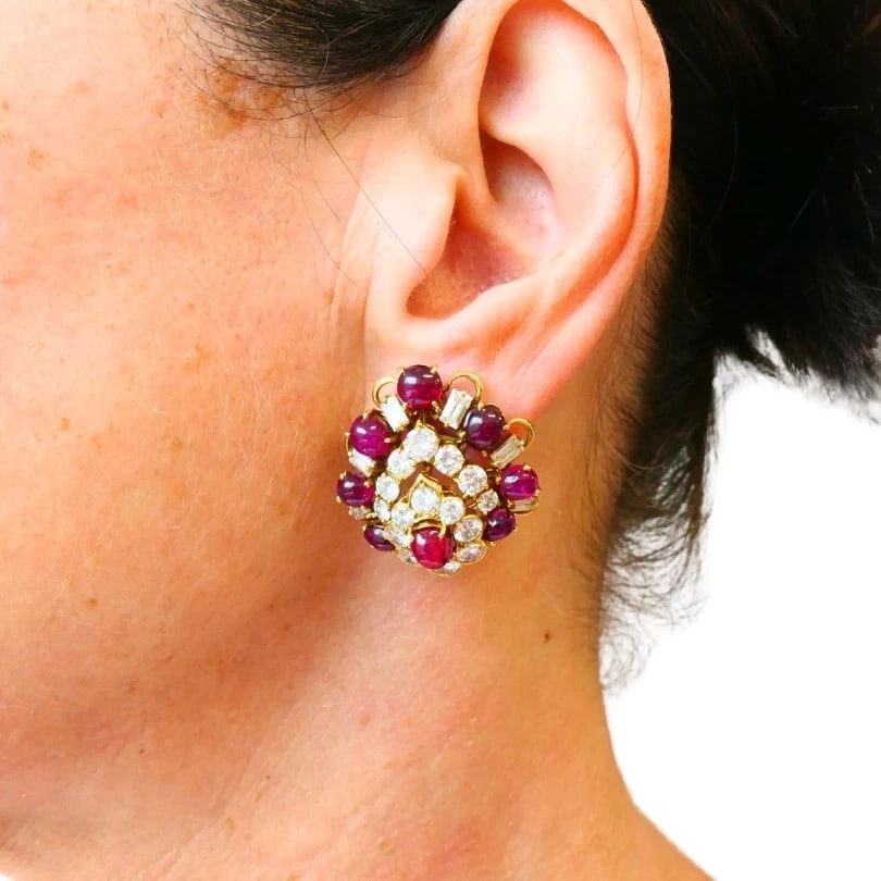 Boucheron Ruby And Diamond EARRINGS Day & Night Vintage Jewelry - 4