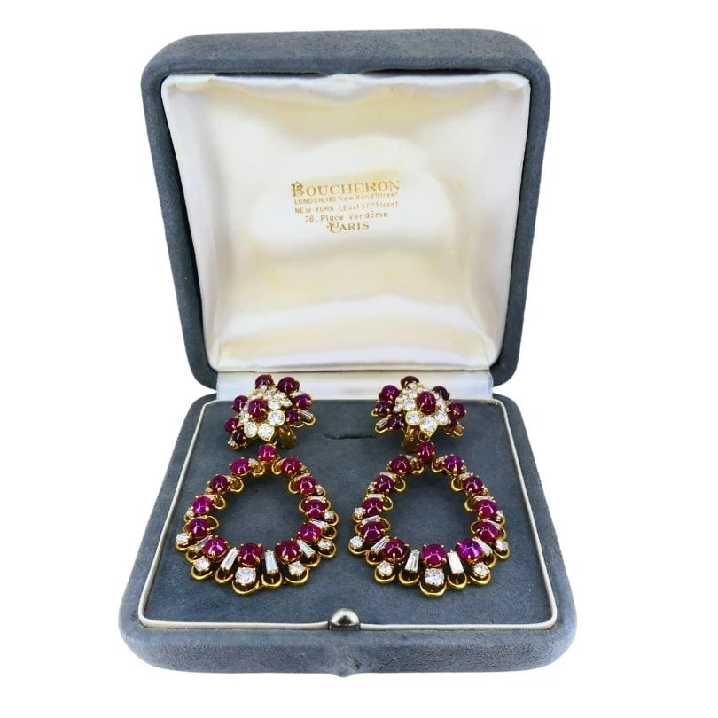 Boucheron Ruby And Diamond EARRINGS Day & Night Vintage Jewelry - 5