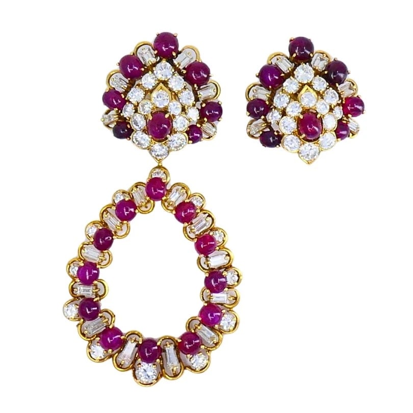 Boucheron Ruby And Diamond EARRINGS Day & Night Vintage Jewelry - 7