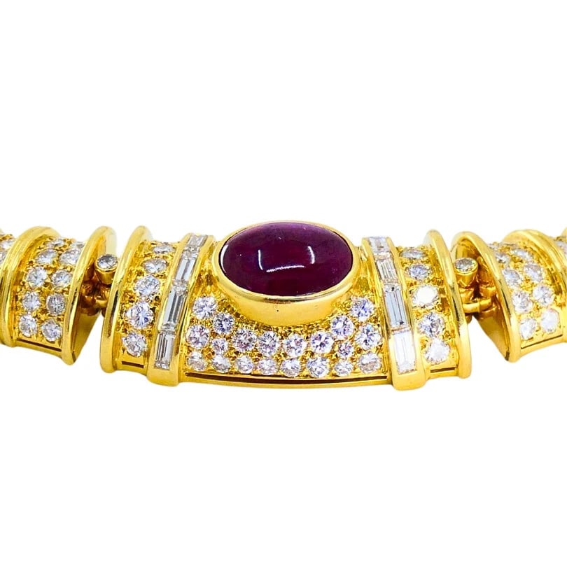 Vintage BVLGARI Bulgari Ruby Diamond Jewelry SET 18k Gold Estate Jewelry - 8