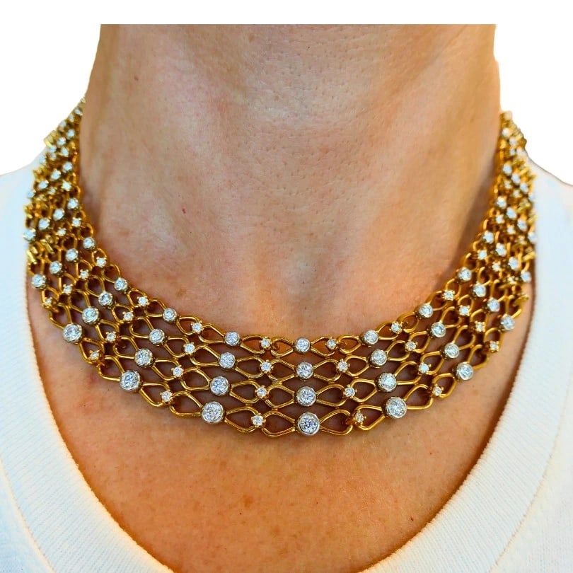 Vintage Tiffany & Co. Collar NECKLACE Gold Platinum Diamond Estate Jewelry - 3