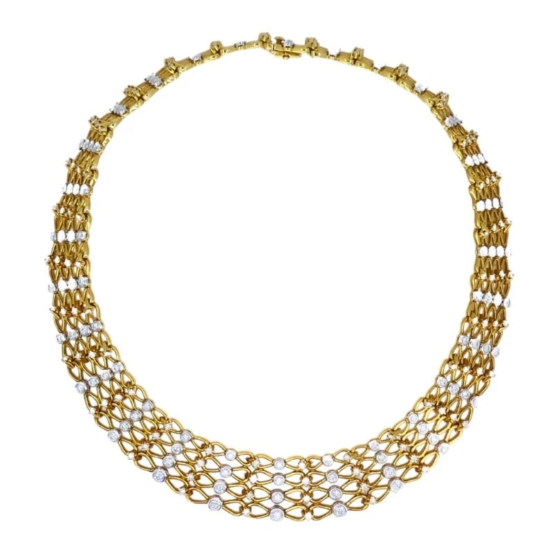 Vintage Tiffany & Co. Collar NECKLACE Gold Platinum Diamond Estate Jewelry - 5