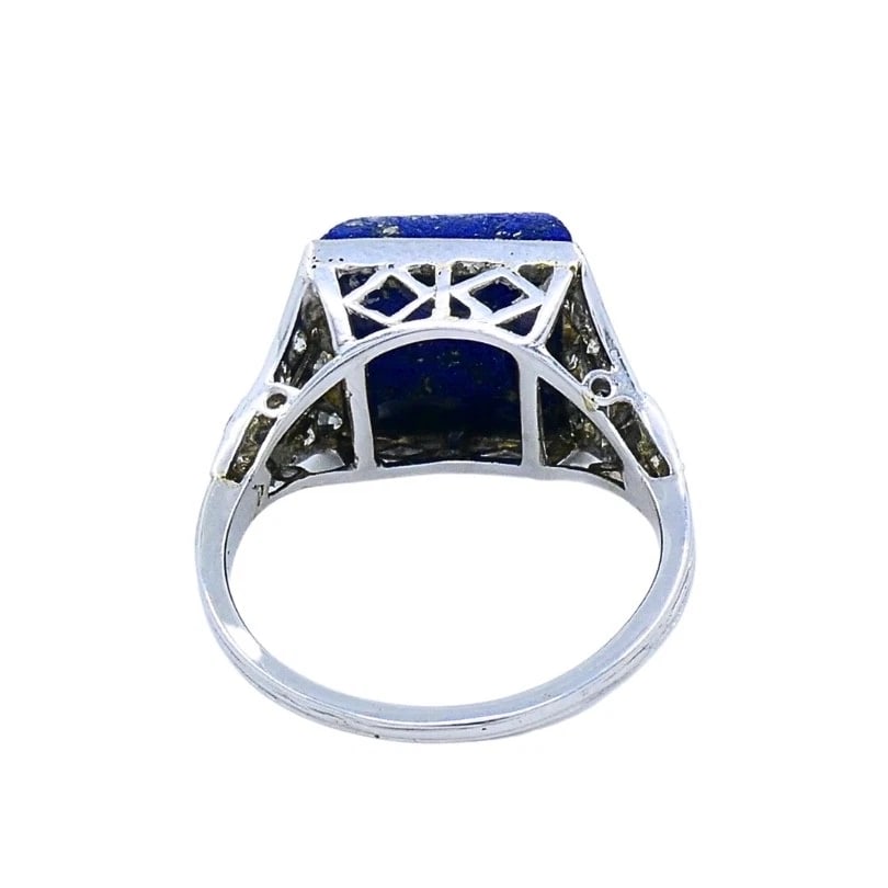 Cartier Art Deco Lapis Lazuli Diamond Platinum Ring - 8