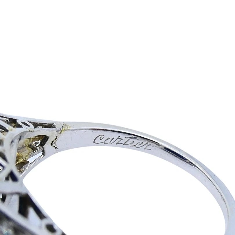 Cartier Art Deco Lapis Lazuli Diamond Platinum Ring - 9