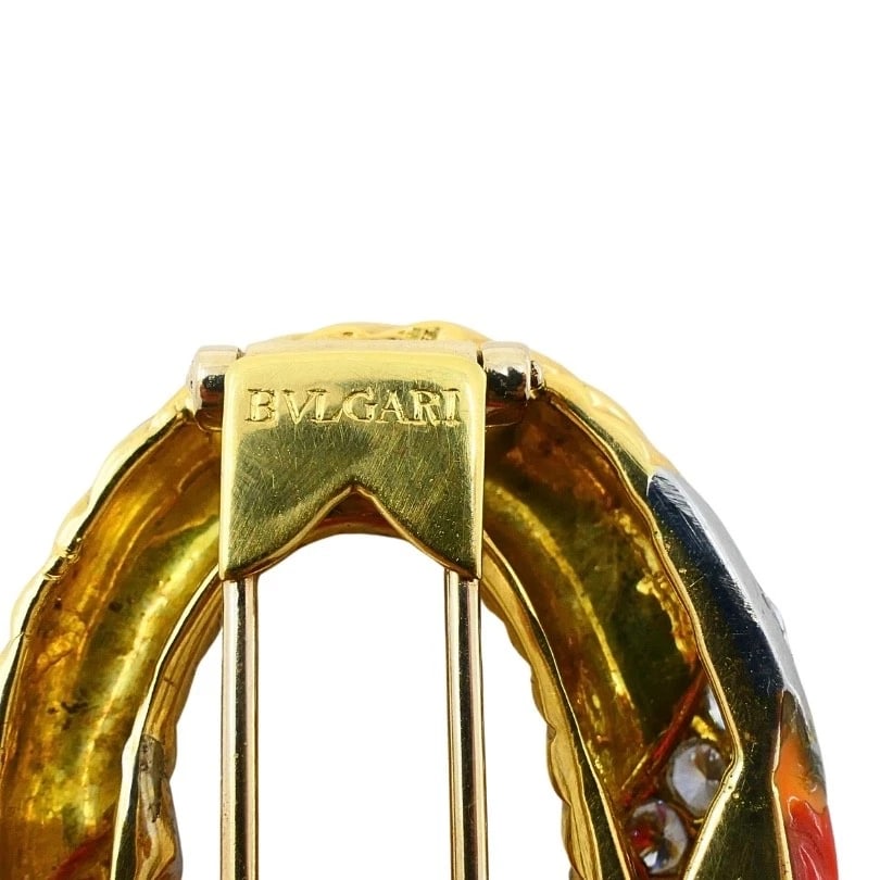 Bvlgari Bulgari 18k Gold Coral Diamond Oval Brooch - 9