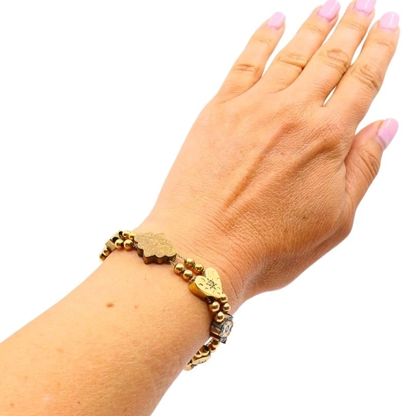 Antique 14k Gold Slide Bracelet Gemstones - 3