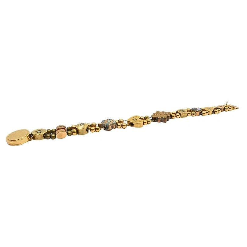 Antique 14k Gold Slide Bracelet Gemstones - 6