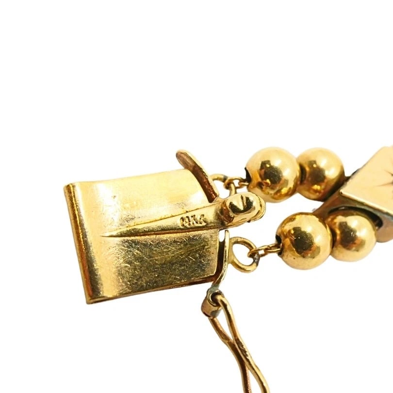 Antique 14k Gold Slide Bracelet Gemstones - 9