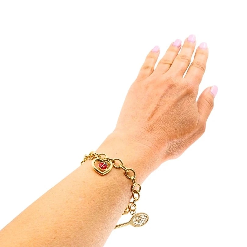 14k Gold Link Charm Bracelet Vintage Jewelry - 3