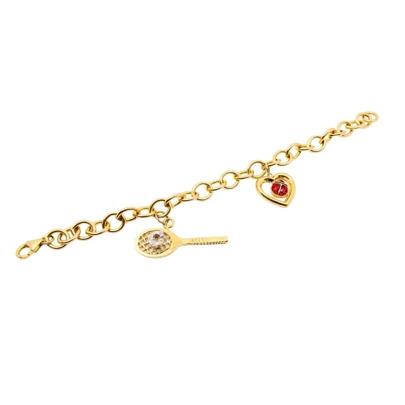 14k Gold Link Charm Bracelet Vintage Jewelry - 5