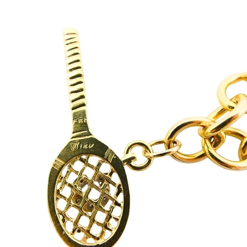 14k Gold Link Charm Bracelet Vintage Jewelry - 9