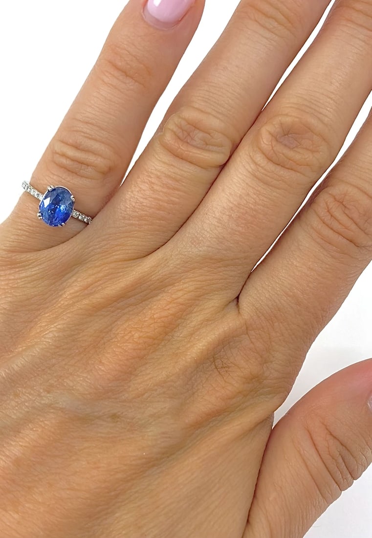 Platinum Sapphire Diamond Ring Estate Jewelry - 2