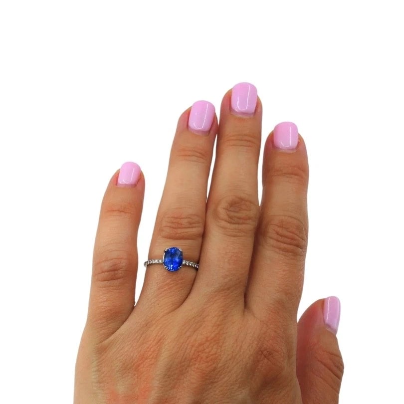 Platinum Sapphire Diamond Ring Estate Jewelry - 3