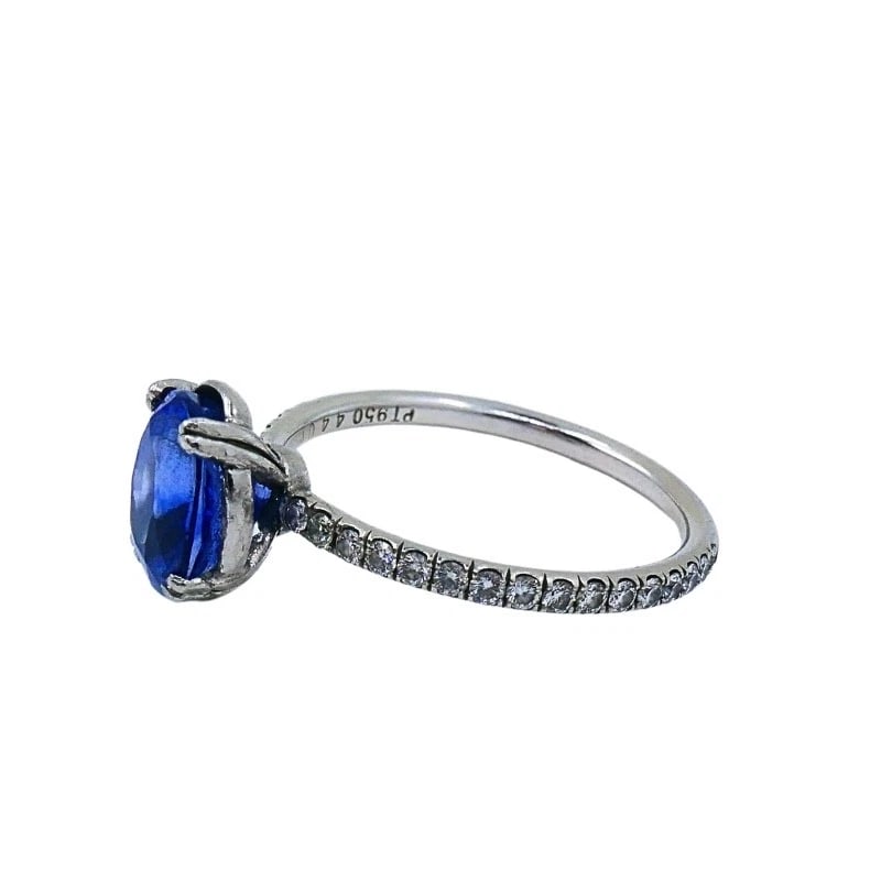 Platinum Sapphire Diamond Ring Estate Jewelry - 4