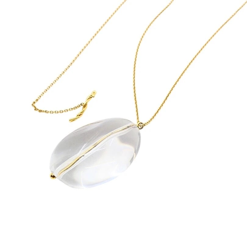 Crystal Rock Pendant 18k Gold Chain Necklace - 5