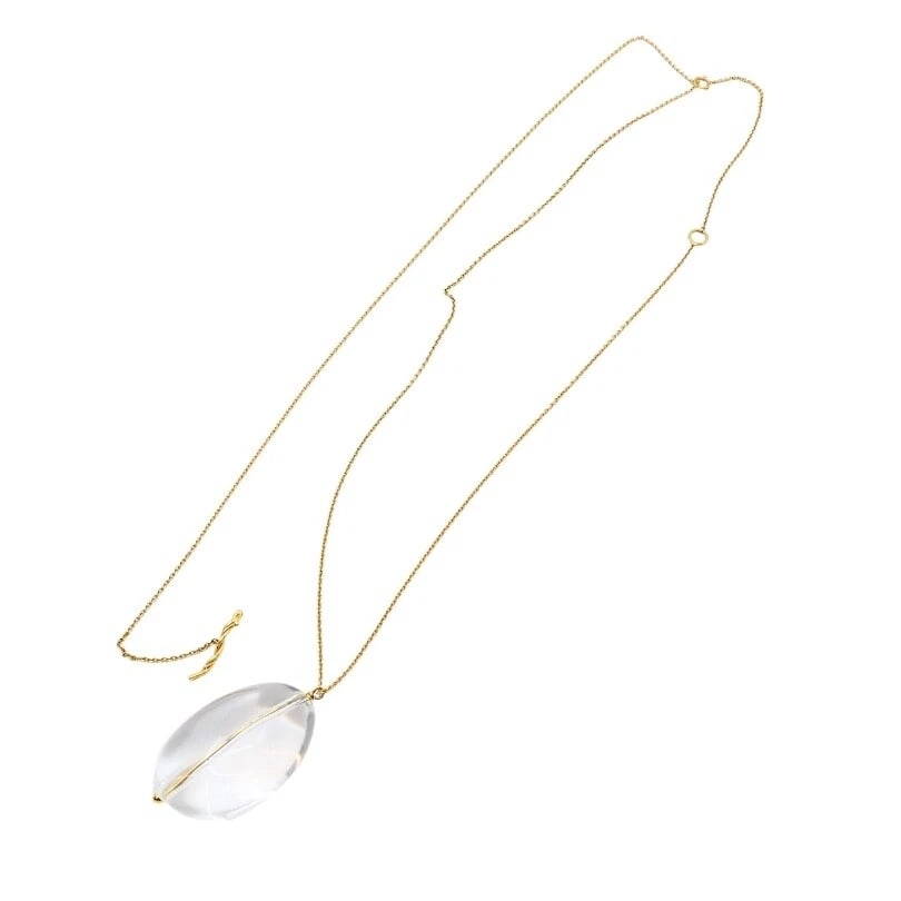 Crystal Rock Pendant 18k Gold Chain Necklace - 6