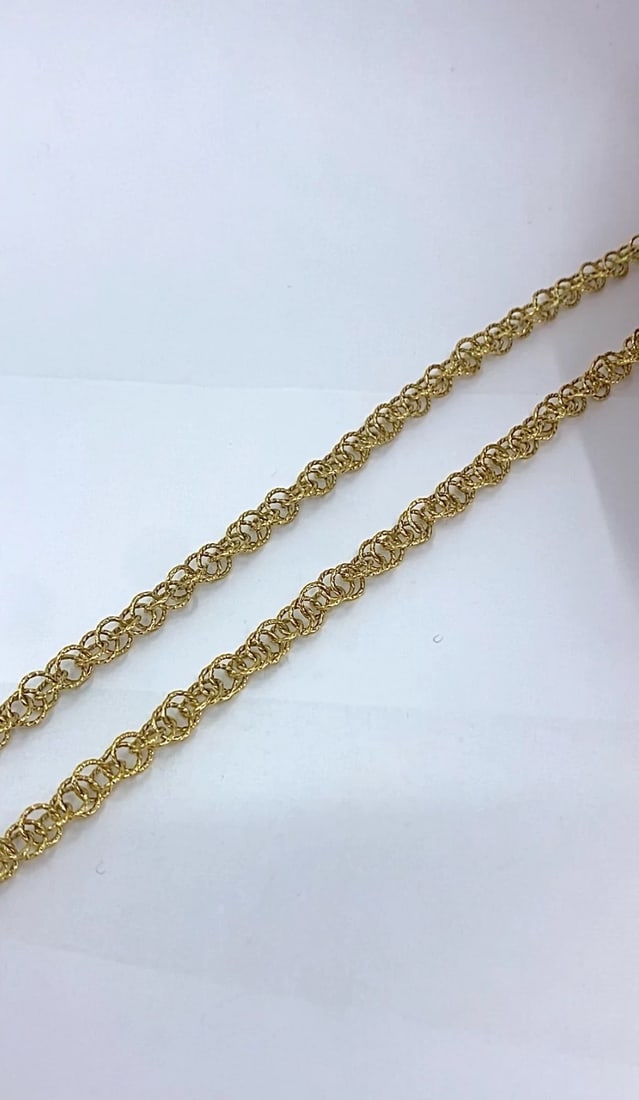 18k Gold Twisted Link Chain Necklace French Jewelry - 2