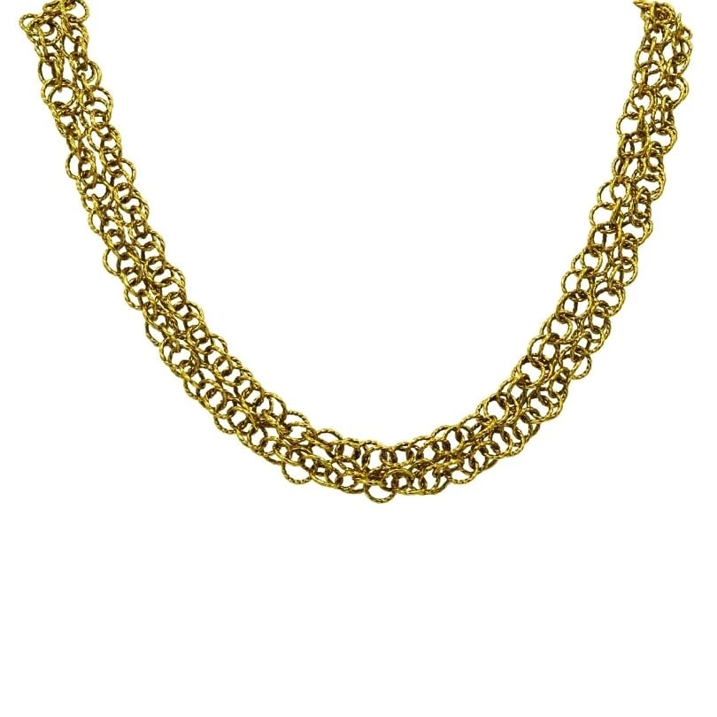 18k Gold Twisted Link Chain Necklace French Jewelry - 3