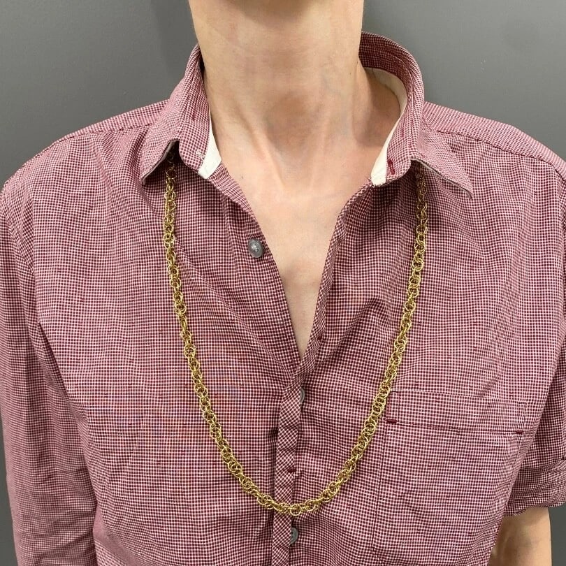 18k Gold Twisted Link Chain Necklace French Jewelry - 4