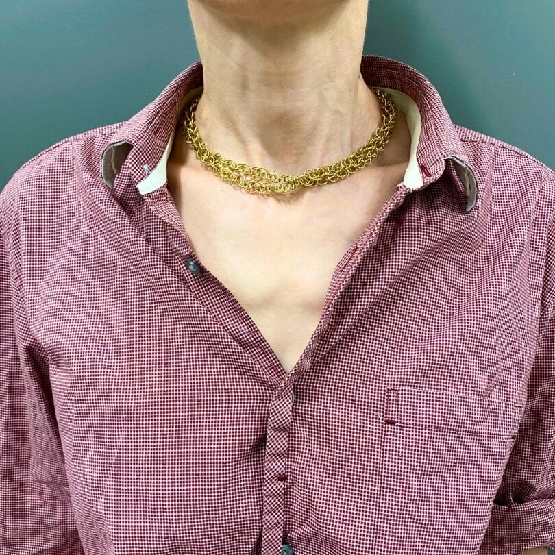 18k Gold Twisted Link Chain Necklace French Jewelry - 5