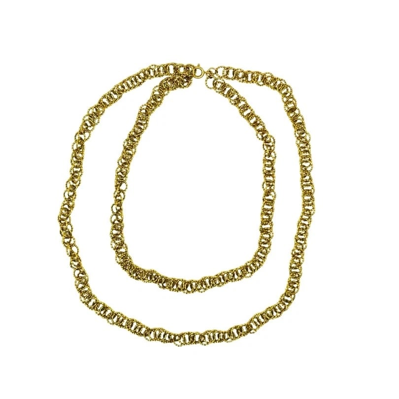 18k Gold Twisted Link Chain Necklace French Jewelry - 6
