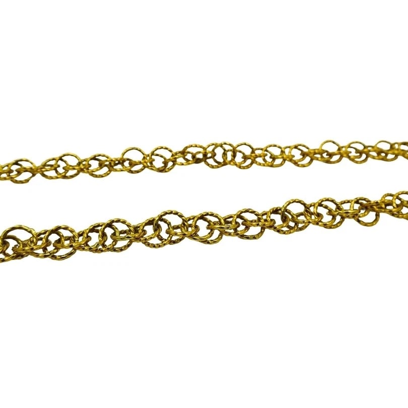 18k Gold Twisted Link Chain Necklace French Jewelry - 7