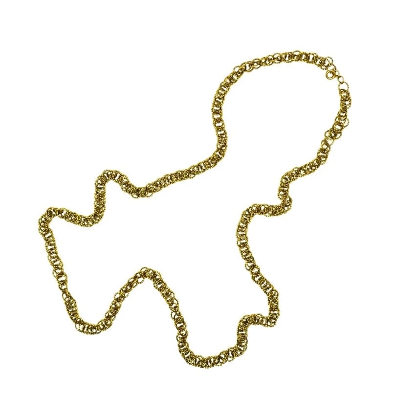 18k Gold Twisted Link Chain Necklace French Jewelry - 8