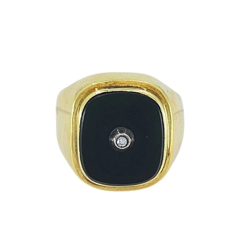 Onyx 14k Gold Men's Vintage Signet Ring (1 of 8)