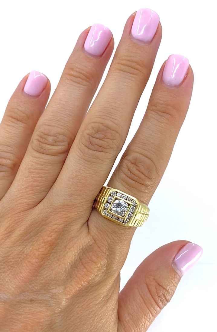 Vintage 14K Gold Diamond Men's Ring - 2