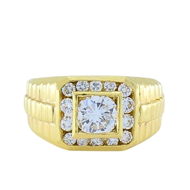 Vintage 14K Gold Diamond Men's Ring - 7