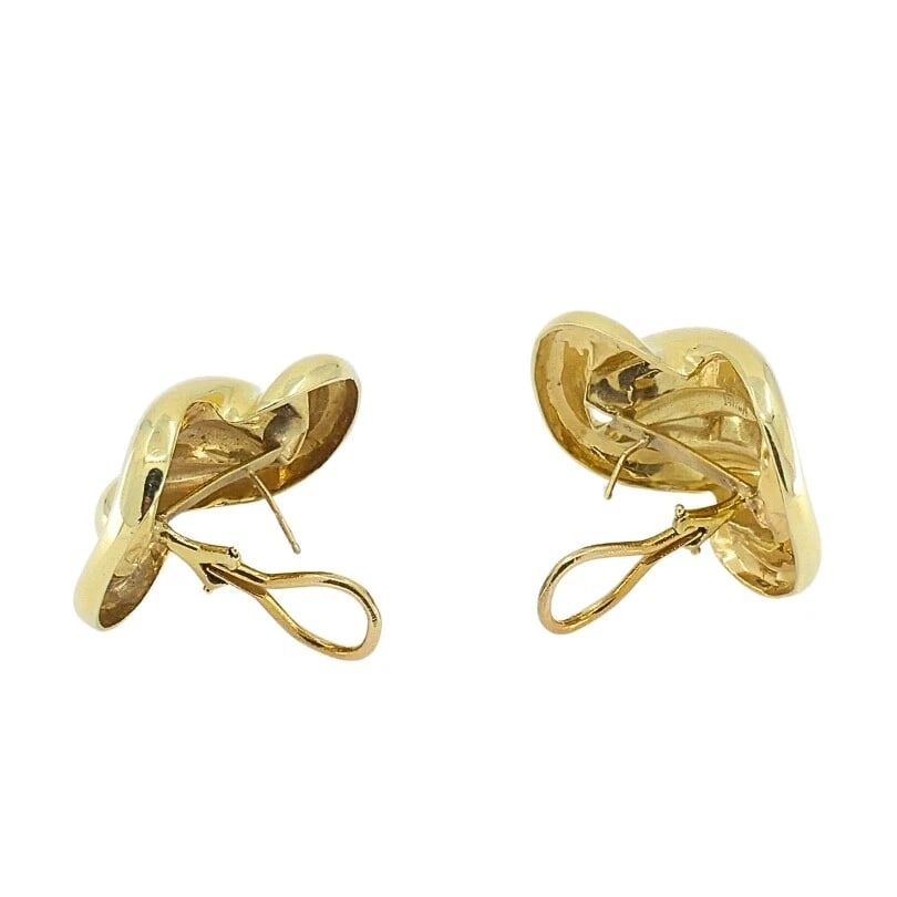 Vintage 14k Gold Earrings Swirl Design - 4