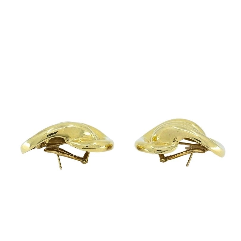 Vintage 14k Gold Earrings Swirl Design - 5