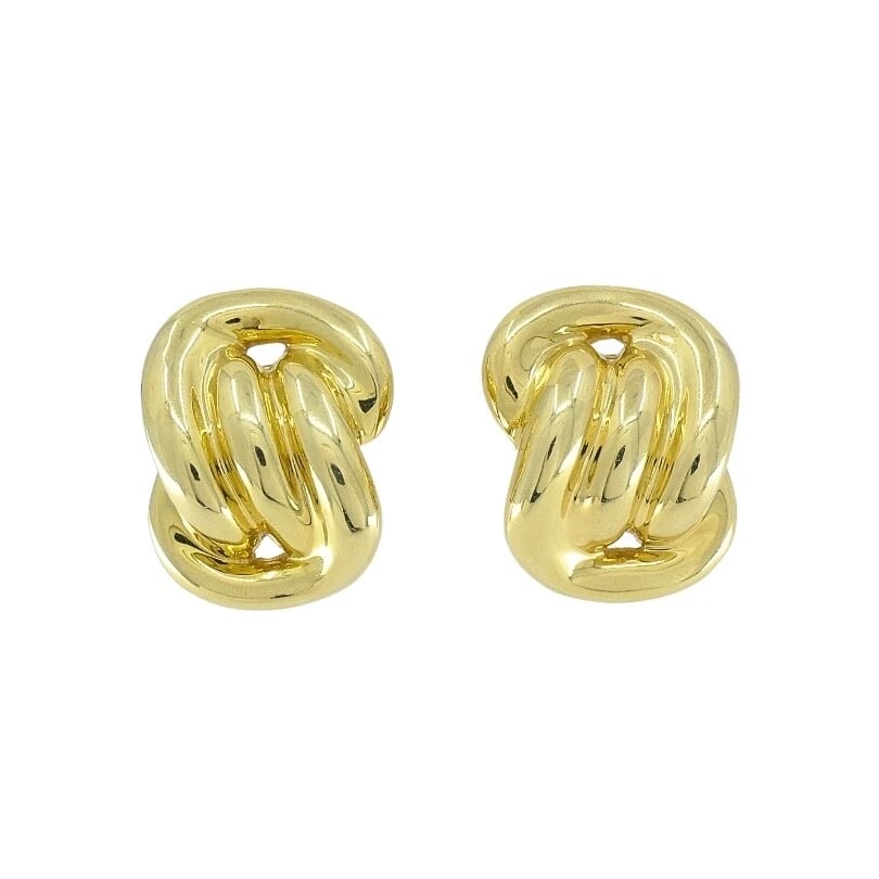 Vintage 14k Gold Earrings Swirl Design - 6