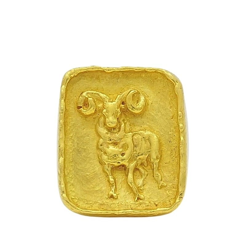 Boris Lebeau 22k Gold Signet Ring Aries Zodiac Sign (1 of 10)