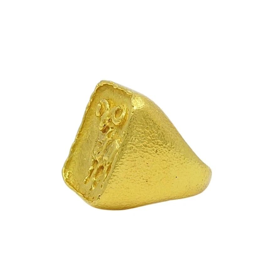 Boris Lebeau 22k Gold Signet Ring Aries Zodiac Sign - 5