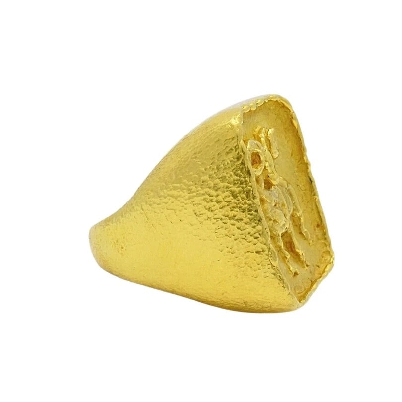 Boris Lebeau 22k Gold Signet Ring Aries Zodiac Sign - 6