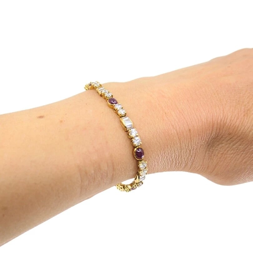 Boucheron Diamond Ruby 18k Gold Tennis Bracelet - 4