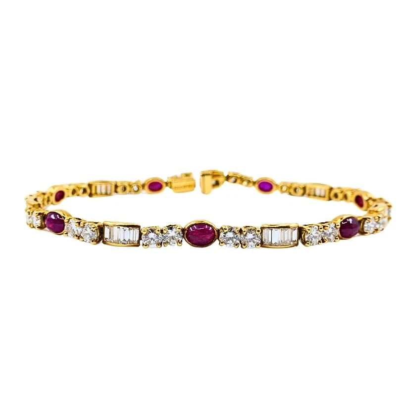 Boucheron Diamond Ruby 18k Gold Tennis Bracelet - 7