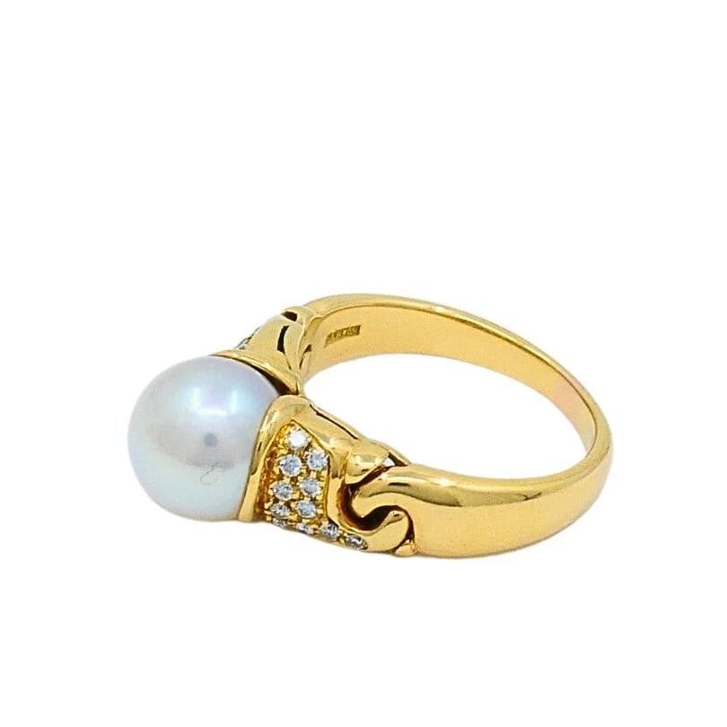 Bvlgari Pearl Diamond 18k Gold Cocktail Ring - 6