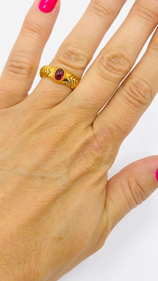 Bvlgari Spiga 18K Gold Tourmaline Ring - 2