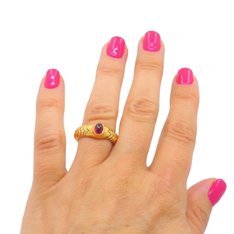 Bvlgari Spiga 18K Gold Tourmaline Ring - 3